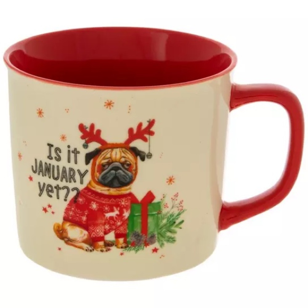 NEW Holiday Festive Ugly Sweater Christmas PUG Dog Mug Coffee Cup
